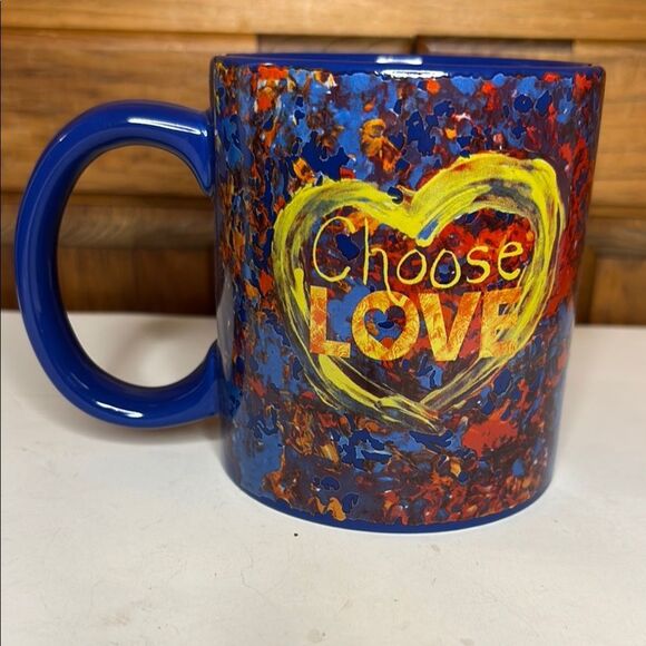 Penzey’s Blue 'Choose Love' Mug with Colorful Design - Picture 1 of 5